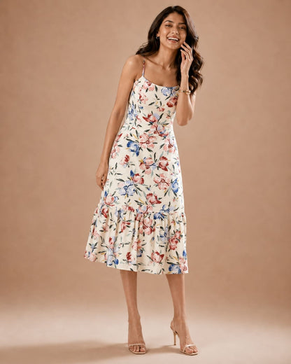 Printed Sleeveless Midi Dress
