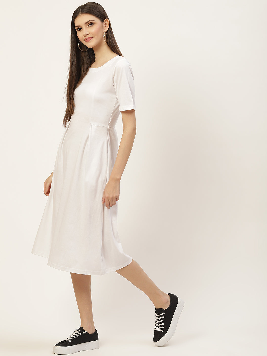 Pure Cotton A-Line Midi Dress