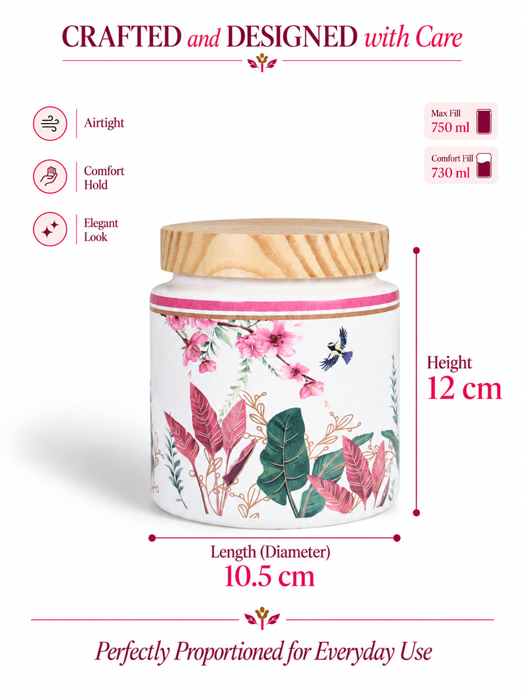 Jar Set with Wooden Lid & Stand - 750 ml each