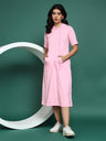 BRINNS Women Hooded Pure Cotton T-shirt Midi Dress