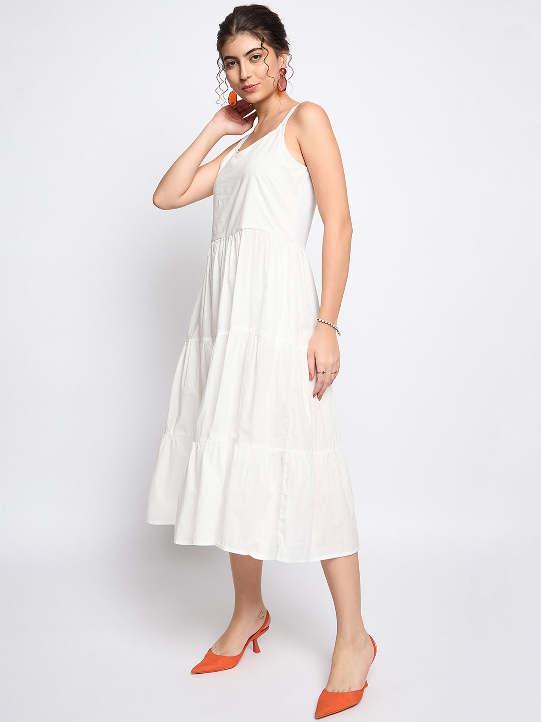 Tiered Fit & Flare Midi Dress