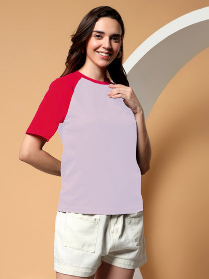 BRINNS Women Solid Raglan Sleeves Round Neck Cotton T-shirt