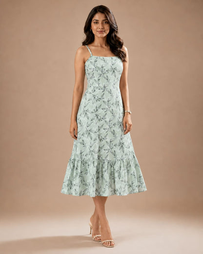Printed Sleeveless Midi Dress