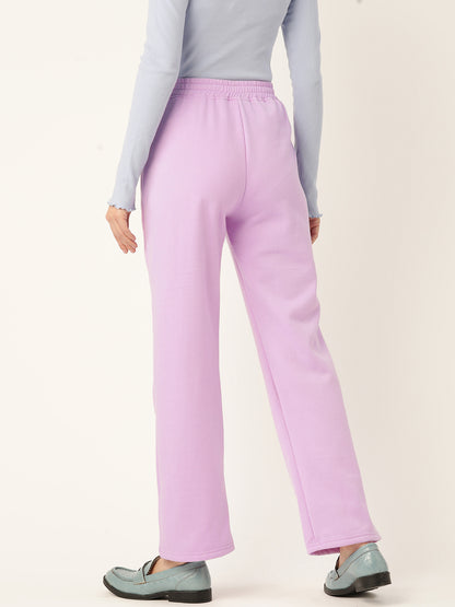 Solid Relaxed Straight Fit PolyCotton Fleece Trousers