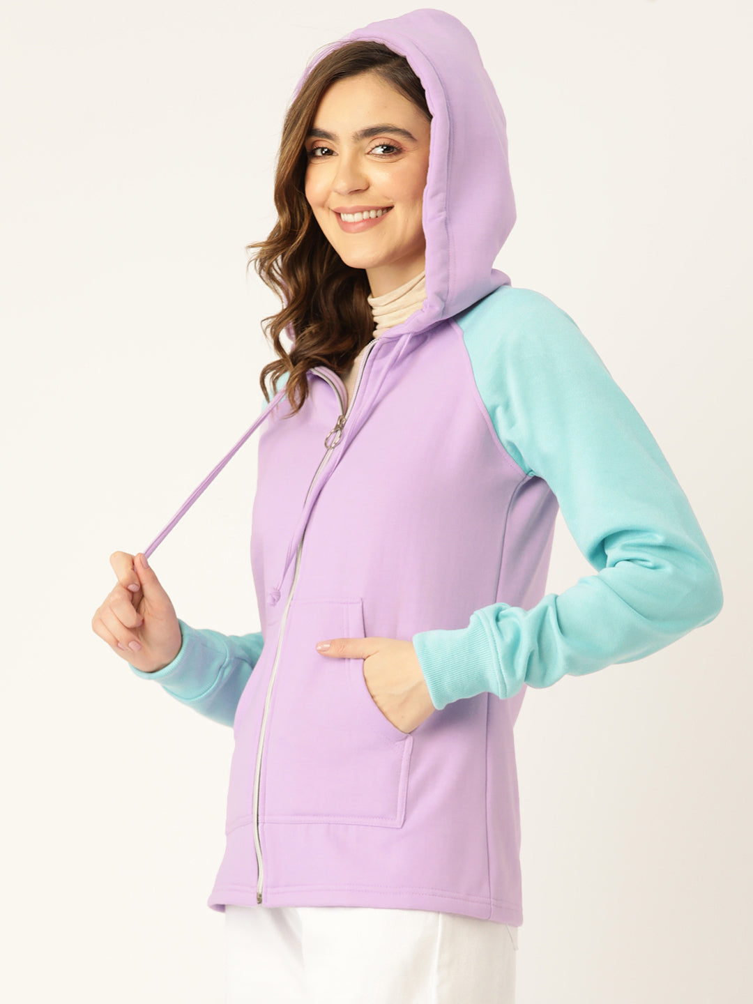 Colourblocked Fleece Hooded Sweatshirt
