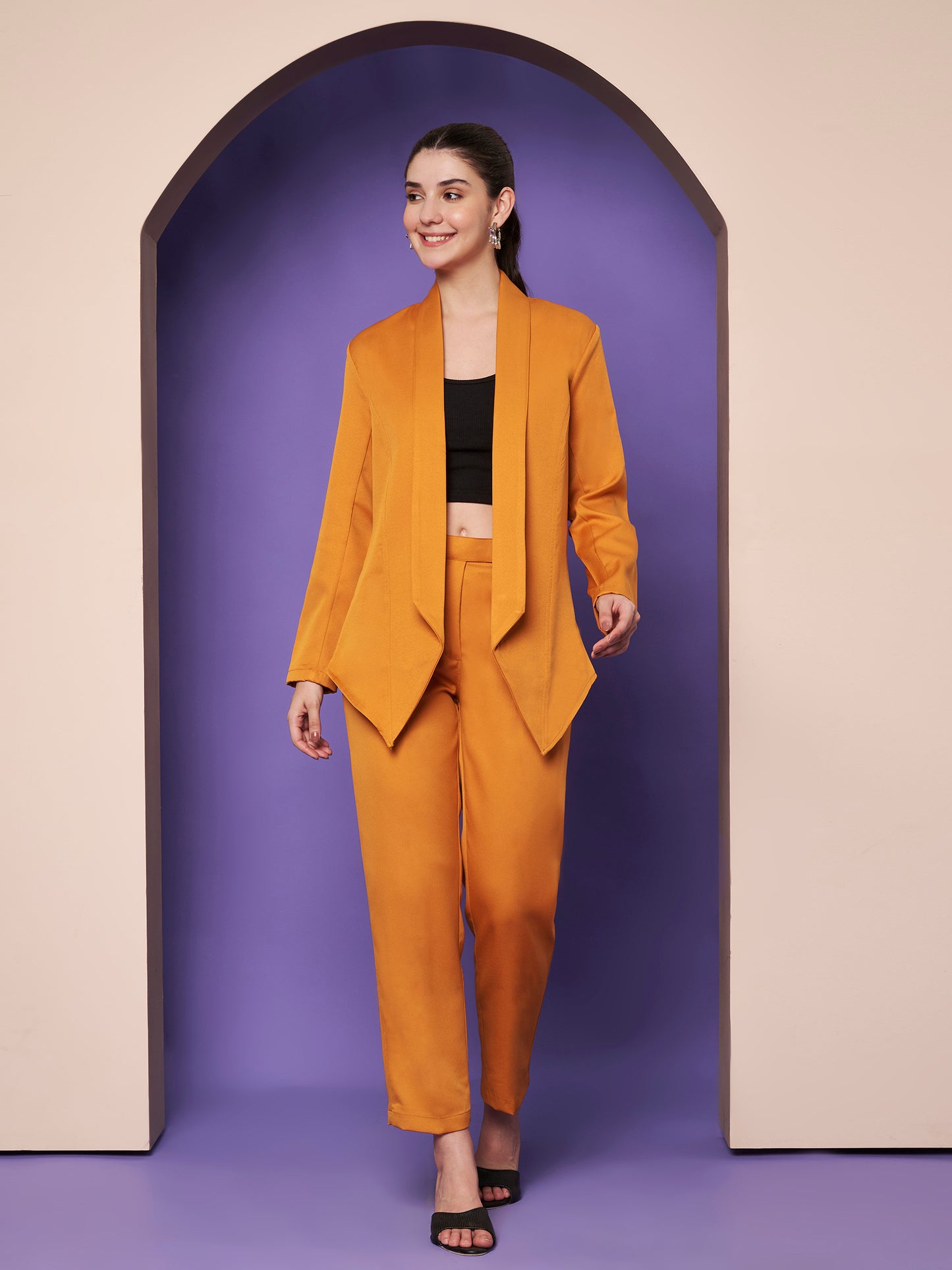 Shawl Collar Open Front Blazer