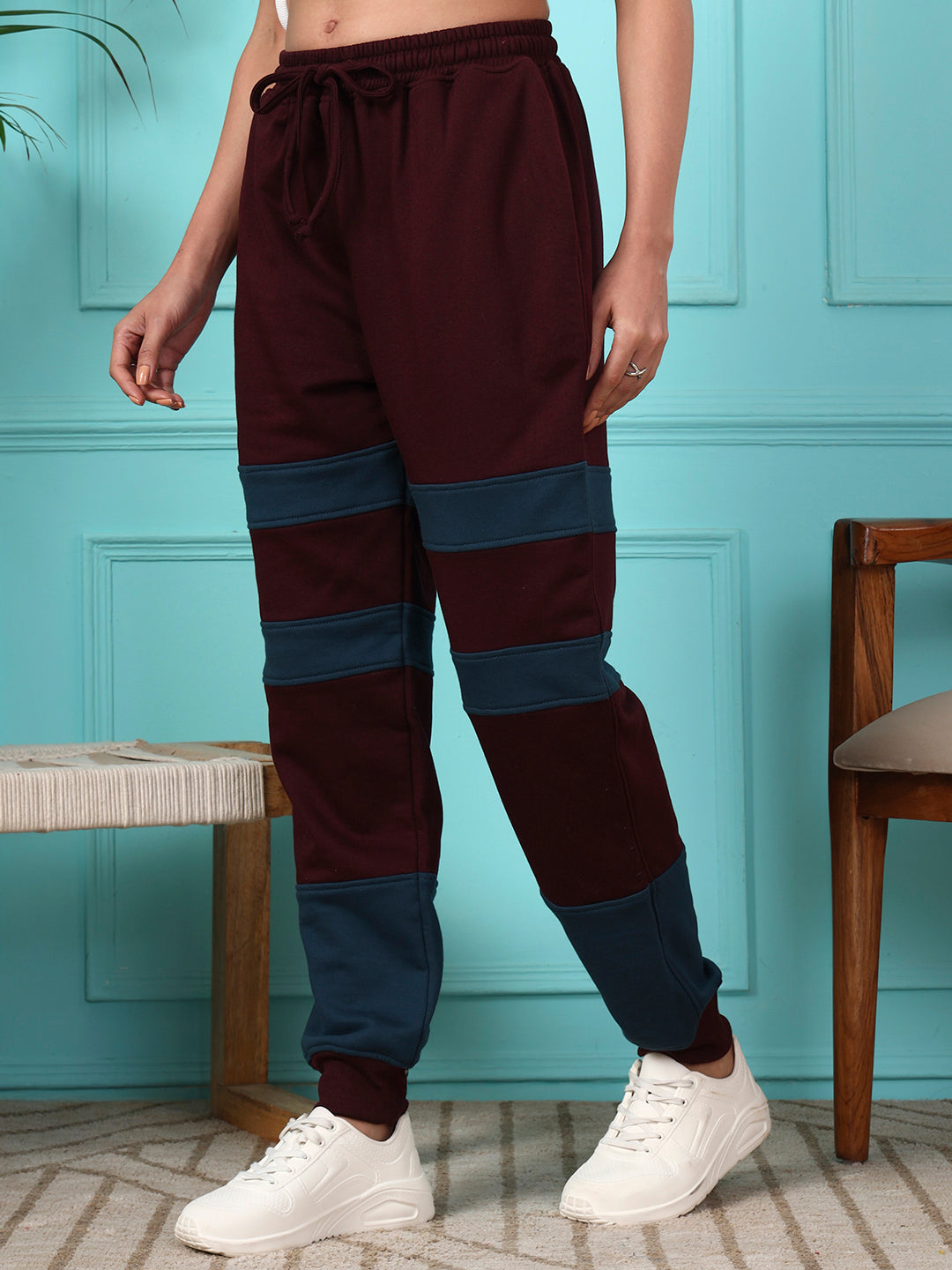 Colourblocked Wrinkle Free Zip Trousers