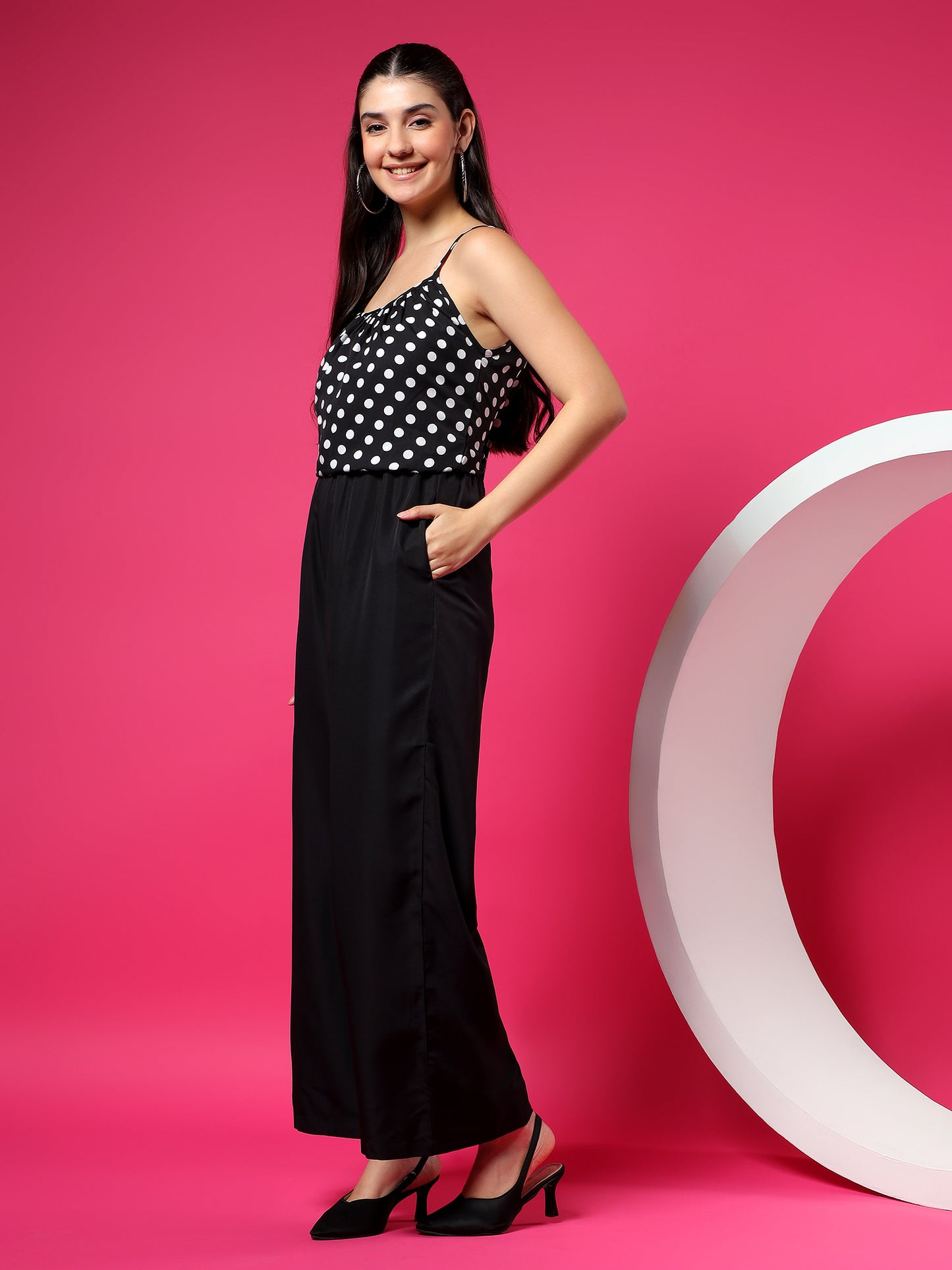 Printed Shoulder Straps Sleeveless Jumpsuit