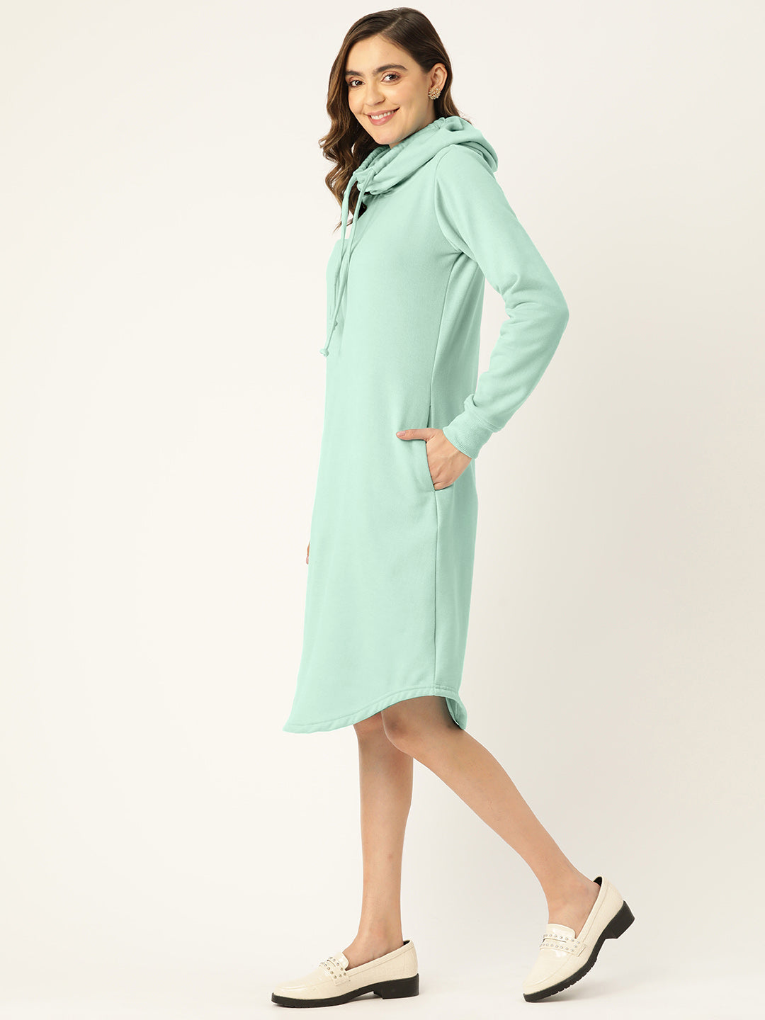 Cowl Neck Midi Jumper Dress