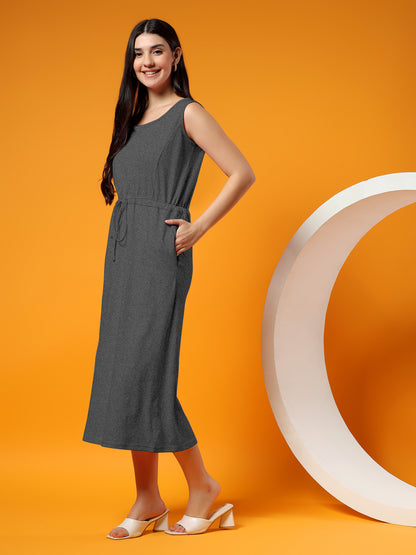 Belted Cotton Fit & Flare Midi Dress