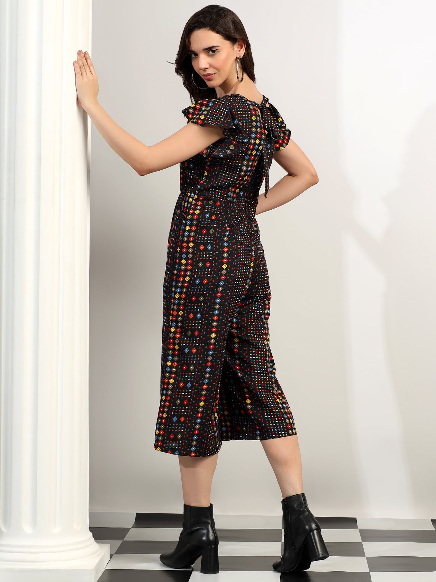 BRINNS Women Printed Short Sleeve Capri Jumpsuit