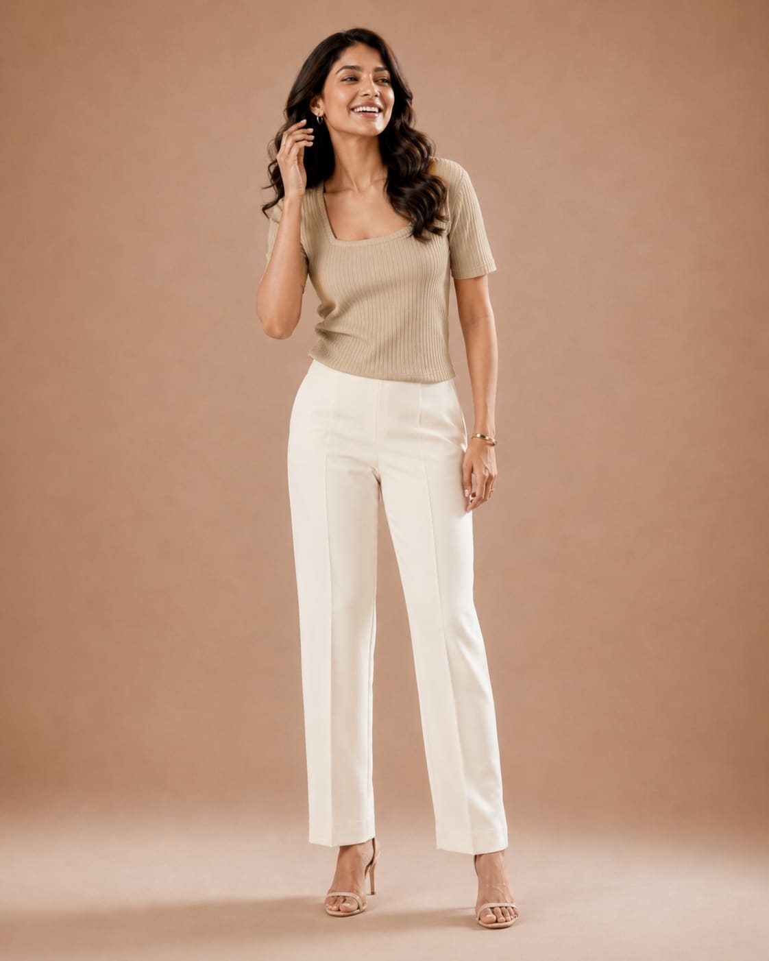 Ribbed Square Neck Fitted Top
