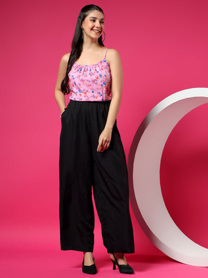 Printed Shoulder Straps Sleeveless Jumpsuit