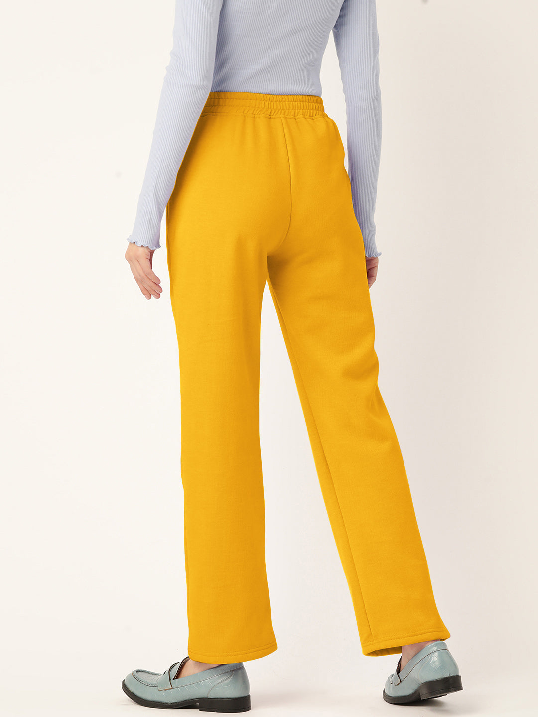 Solid Relaxed Straight Fit PolyCotton Fleece Trousers