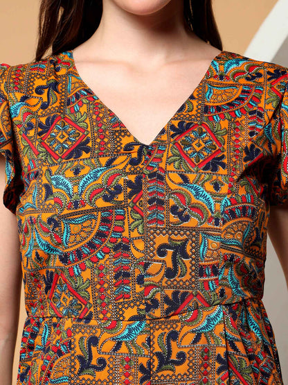 BRINNS Women Printed Short Sleeve Capri Jumpsuit
