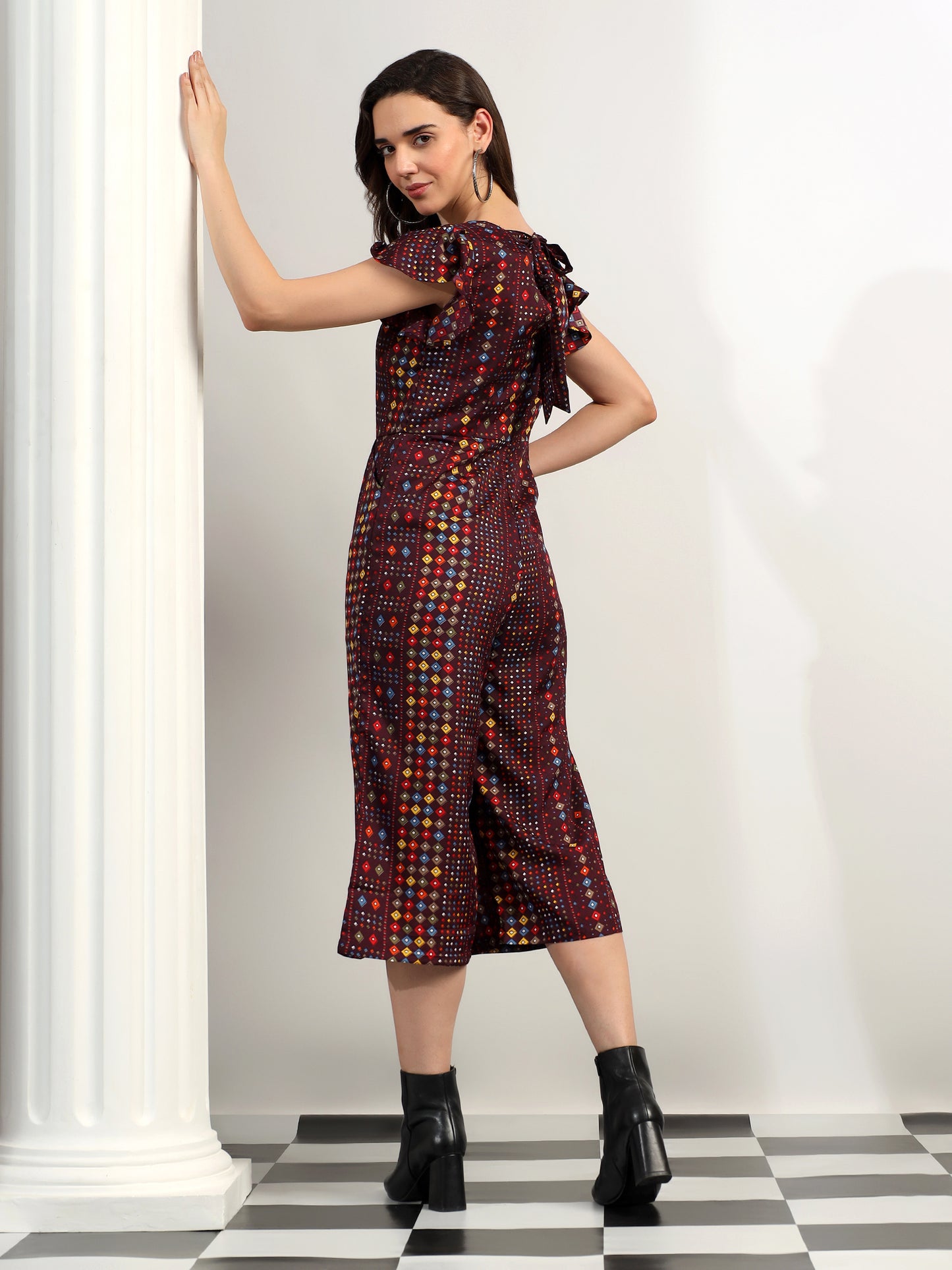 BRINNS Women Printed Short Sleeve Capri Jumpsuit