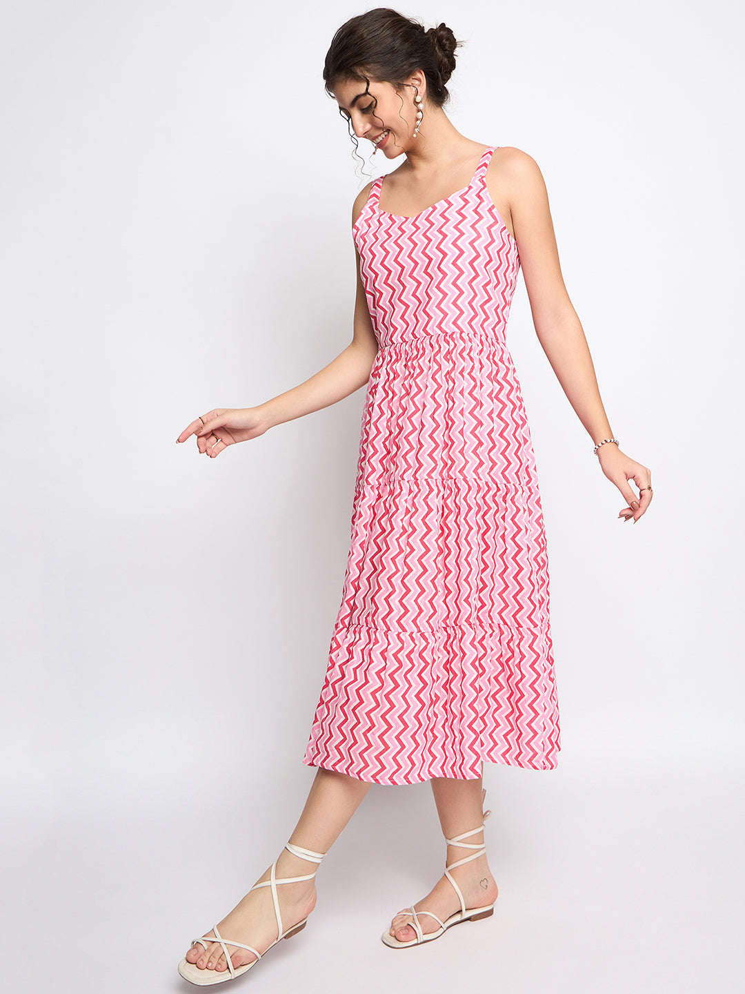 Tiered Fit & Flare Midi Dress