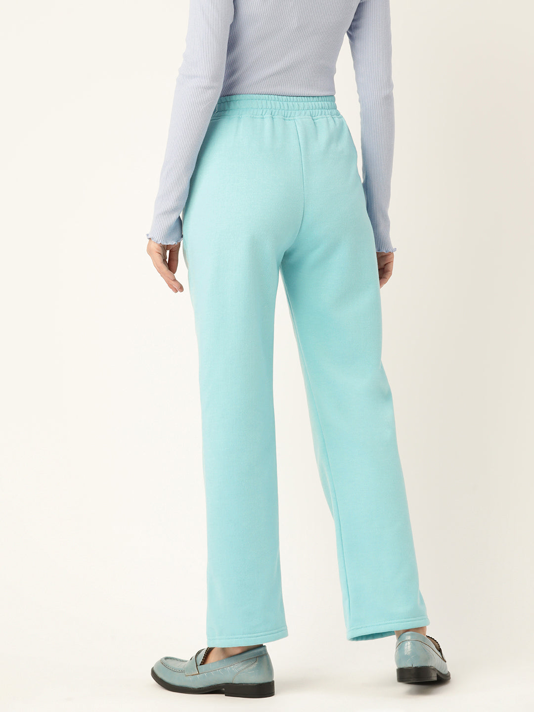 Solid Relaxed Straight Fit PolyCotton Fleece Trousers