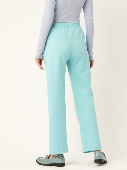 Solid Relaxed Straight Fit PolyCotton Fleece Trousers