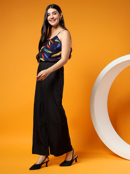 Printed Shoulder Straps Sleeveless Jumpsuit