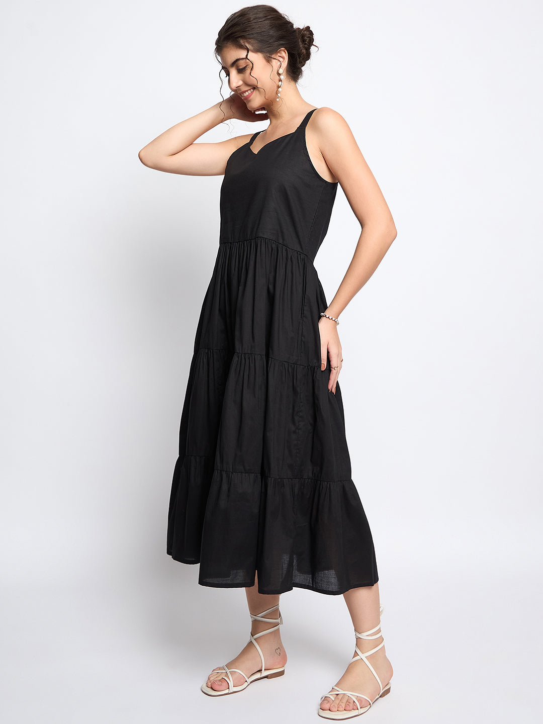 Tiered Fit & Flare Midi Dress