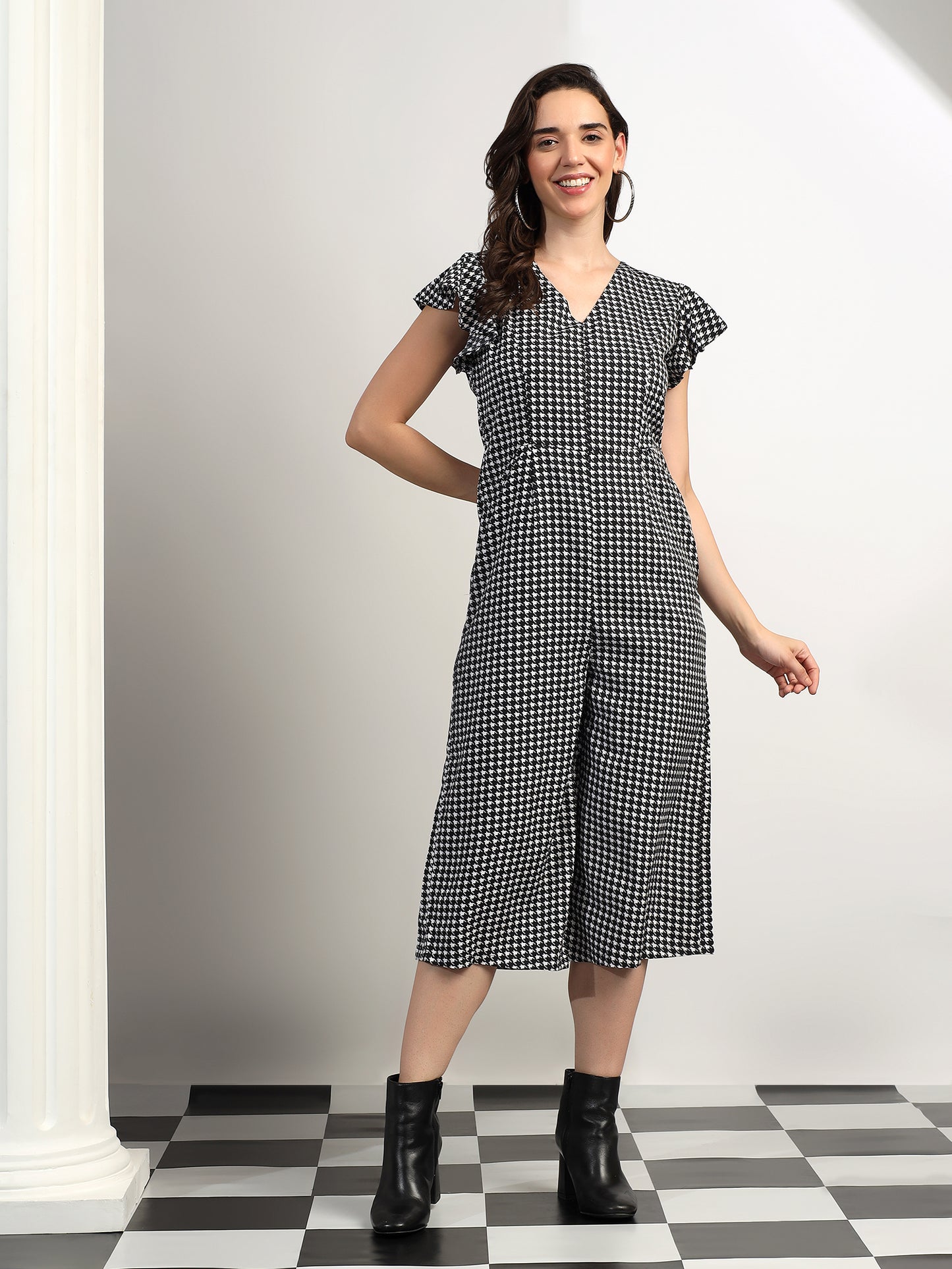BRINNS Women Printed Short Sleeve Capri Jumpsuit
