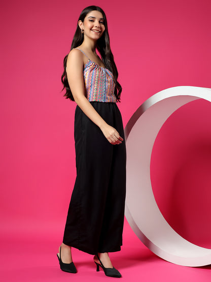 Printed Shoulder Straps Sleeveless Jumpsuit