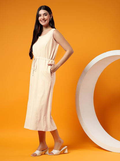 Belted Cotton Fit & Flare Midi Dress