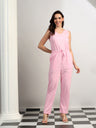 BRINNS Women V-Neck Pure Cotton Jumpsuit with Waist Tie-Up