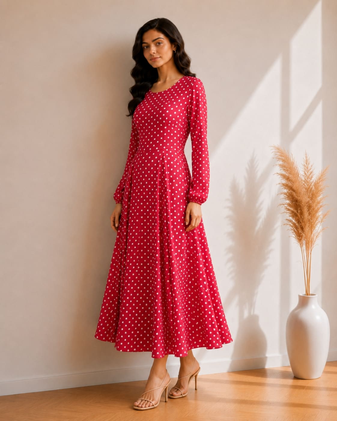 Printed Flared Western Dress.
