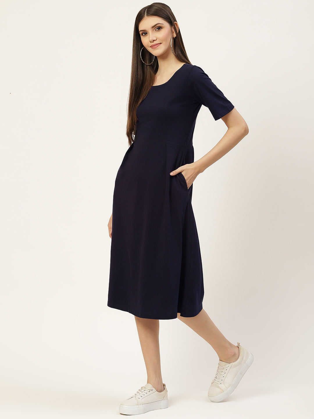 Pure Cotton A-Line Midi Dress