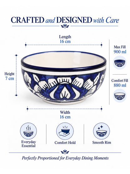 Dinner Bowls Set of 6 | Blue |220 ml