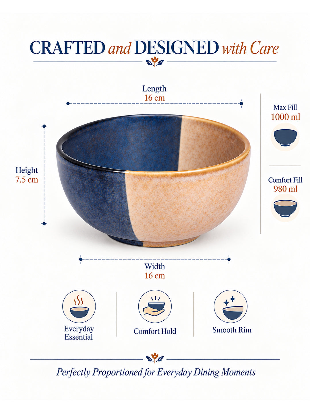 Dinner Serving Bowls | 900 ml