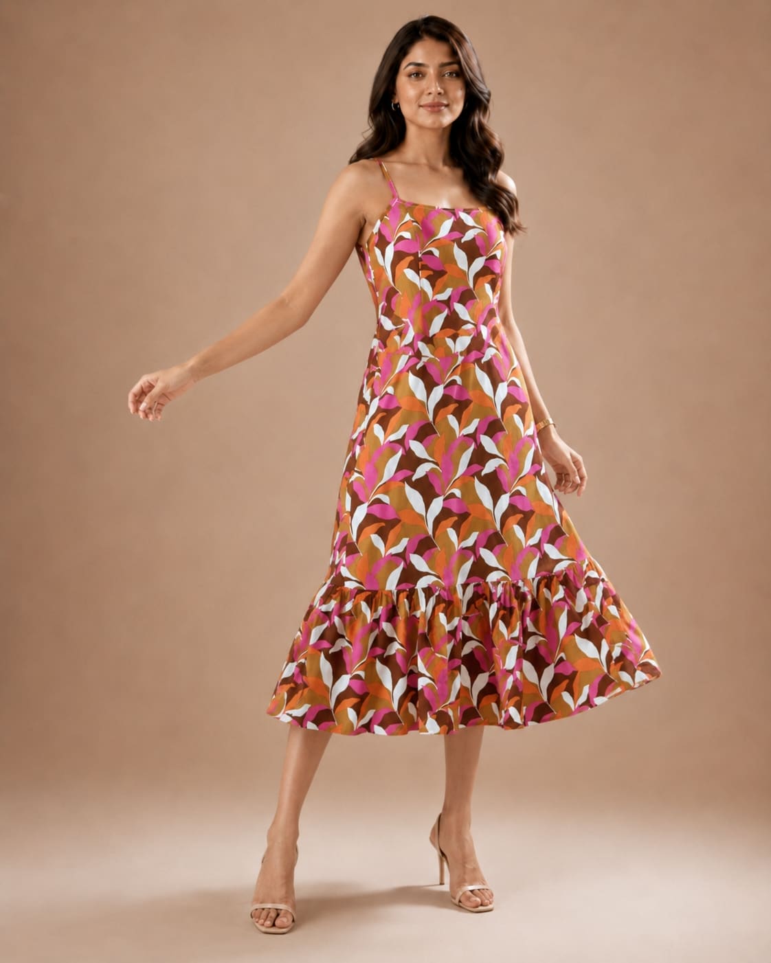 Printed Sleeveless Midi Dress