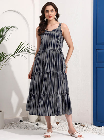 Tiered Fit & Flare Midi Dress