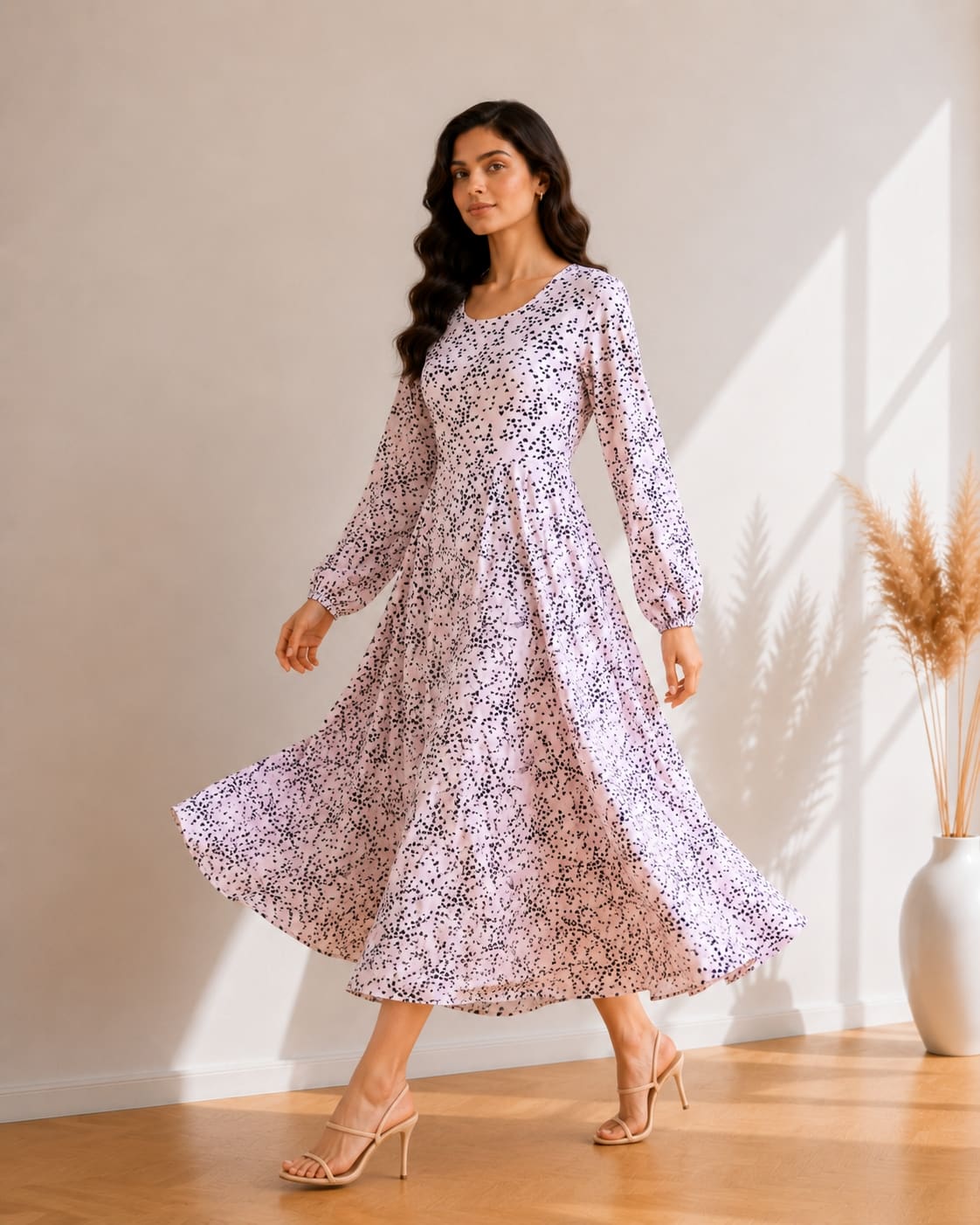 Printed Flared Western Dress.