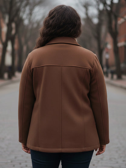 Plus Size Spread Collar Felt Jacket