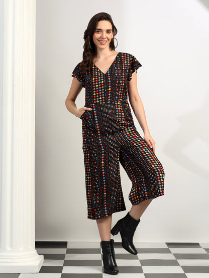 BRINNS Women Printed Short Sleeve Capri Jumpsuit