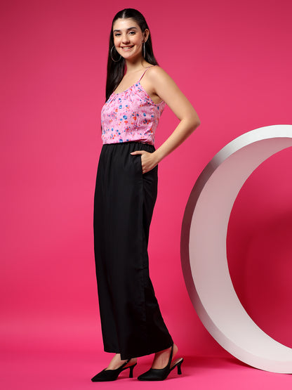 Printed Shoulder Straps Sleeveless Jumpsuit