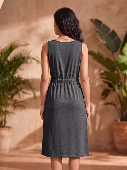 Tie-Up Detail Cotton Shift Dress