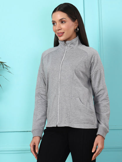 Jacket with Stand Collar & Zip Closure