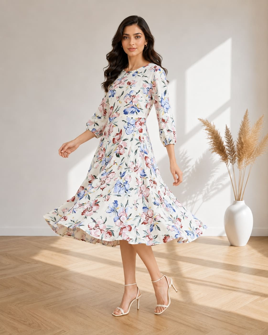 Printed Flared Western Dress.