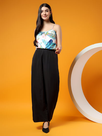Printed Shoulder Straps Sleeveless Jumpsuit