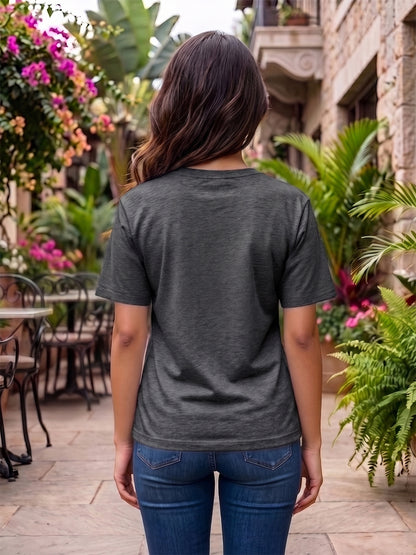 BRINNS Women Solid Round Neck Cotton T-shirt