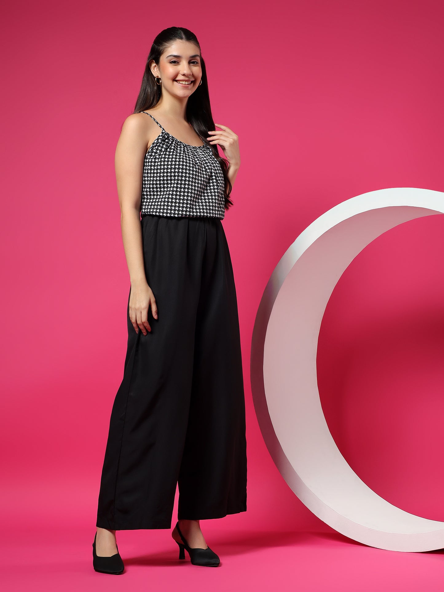 Printed Shoulder Straps Sleeveless Jumpsuit