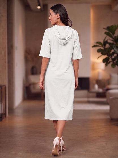 BRINNS Women Hooded Pure Cotton T-shirt Midi Dress