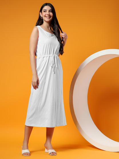 Belted Cotton Fit & Flare Midi Dress