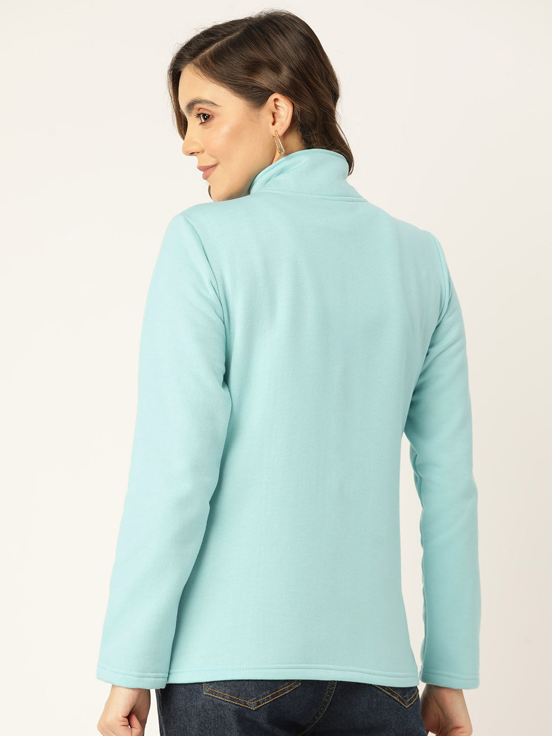 Mock Collar Fleece Front-Open Sweatshirt