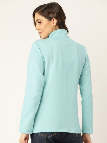 Mock Collar Fleece Front-Open Sweatshirt