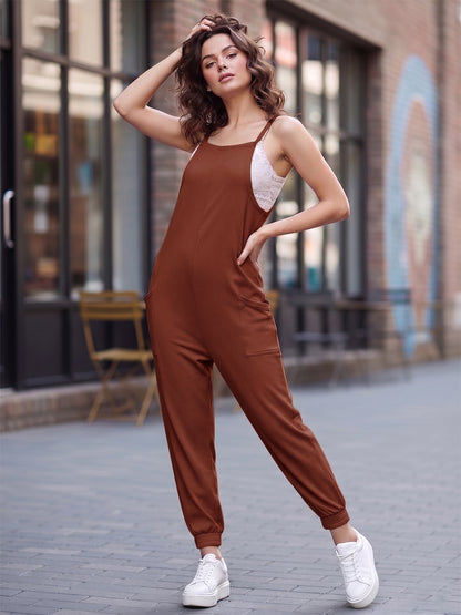 Shoulder Straps Pure Cotton Basic Jumpsuit